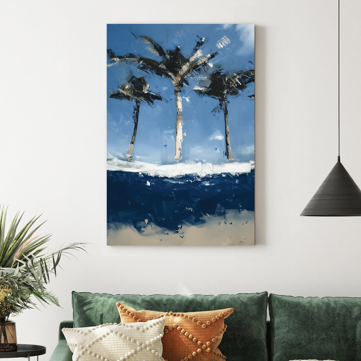 abstract palm trees beach wall art