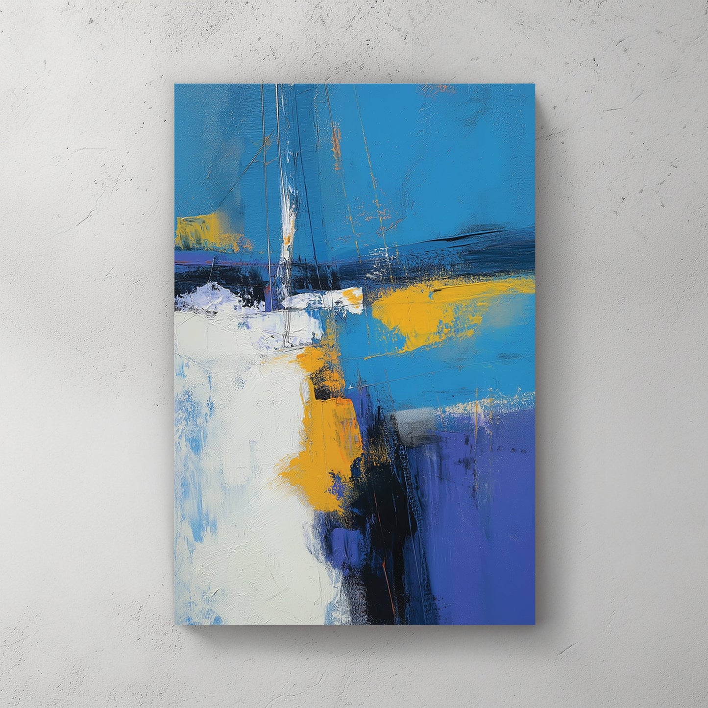 abstract blue yellow modern wall art