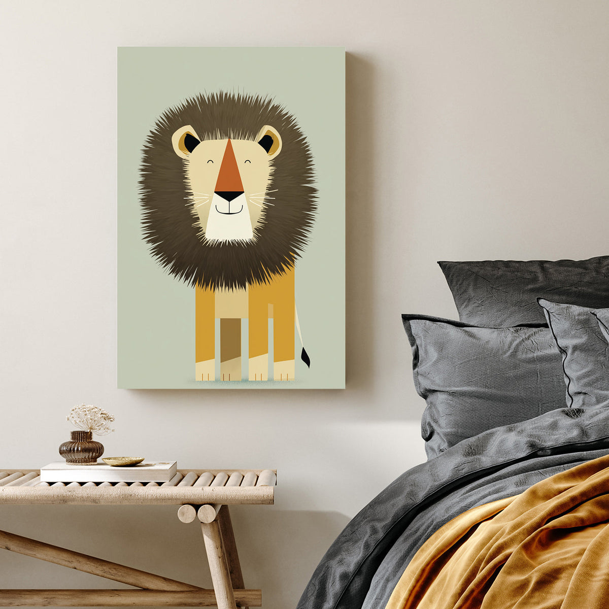 cute cartoon lion wall art