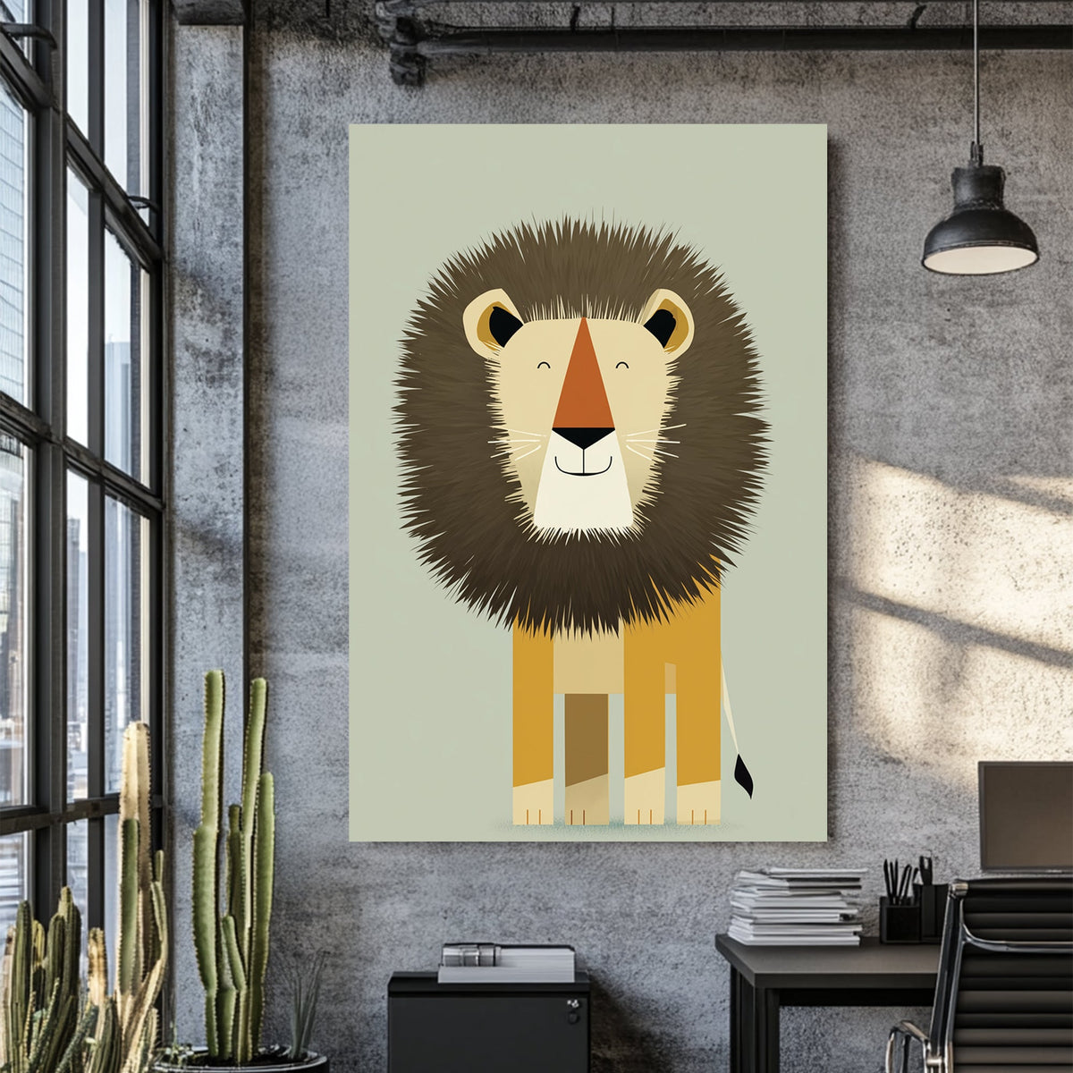 cute cartoon lion wall art