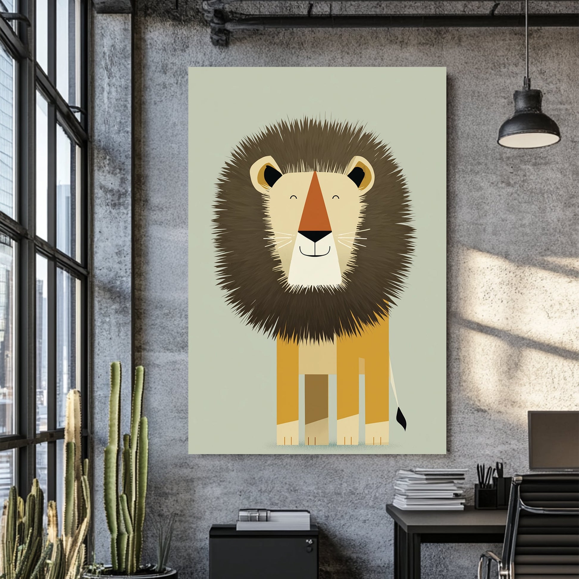 cute cartoon lion wall art