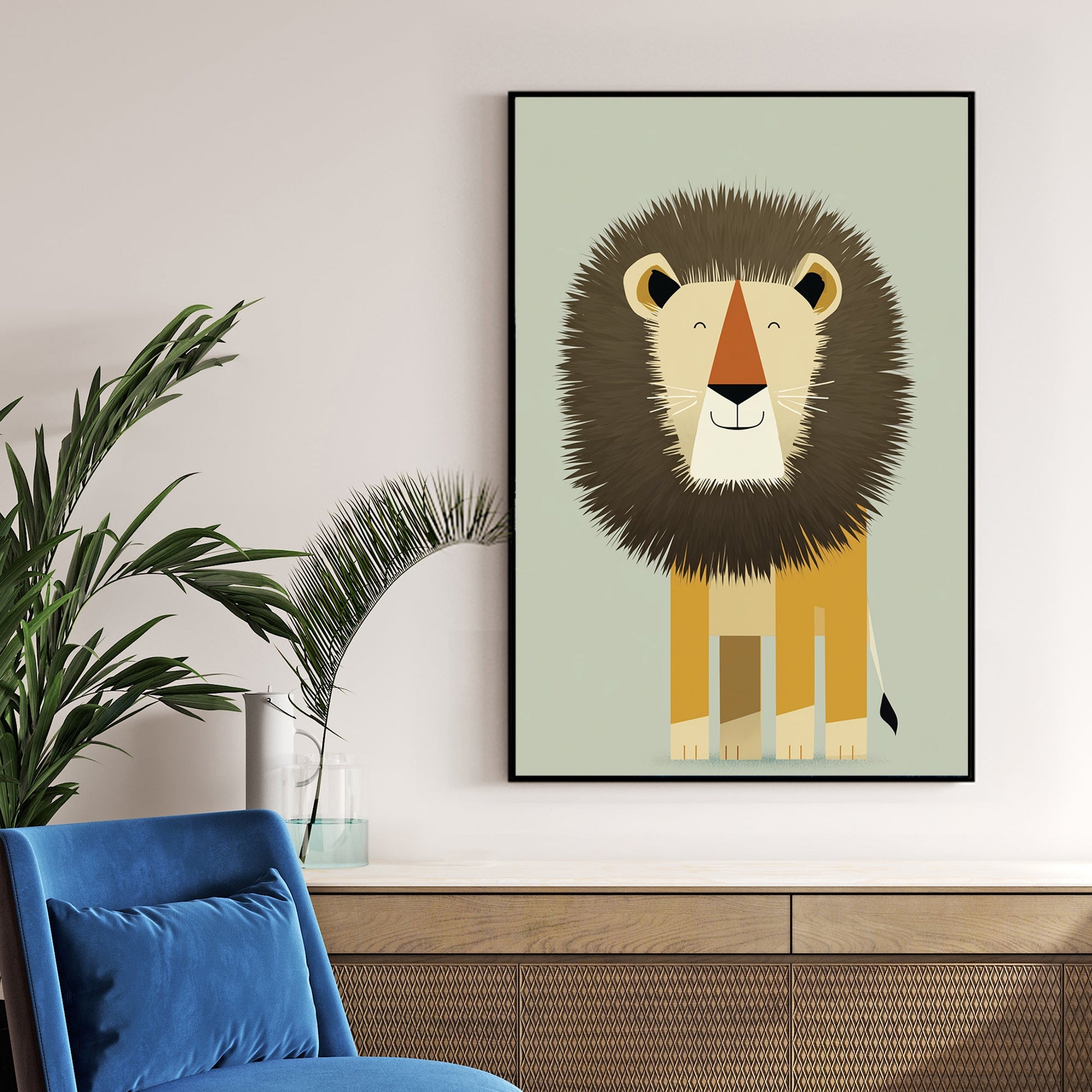 cute cartoon lion wall art
