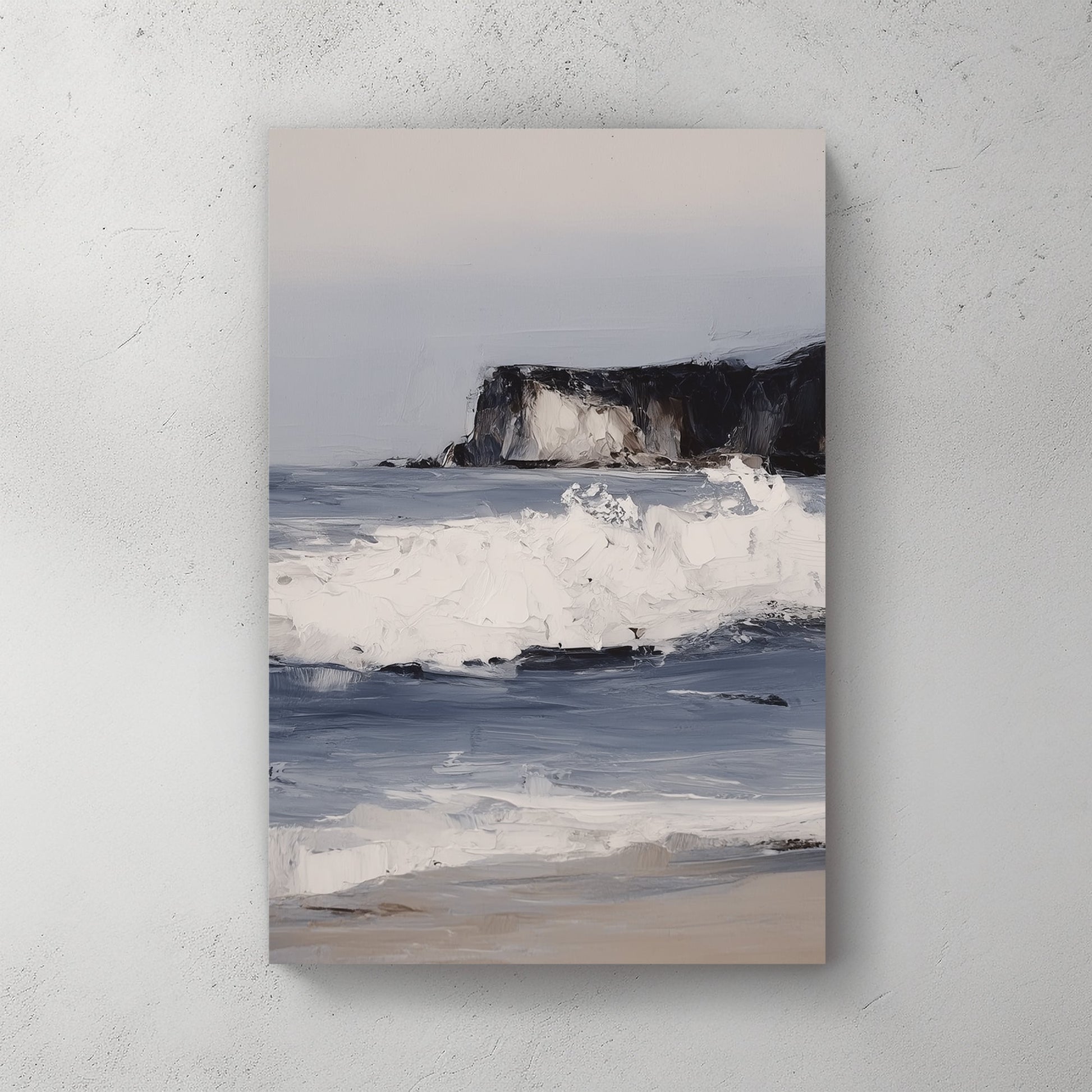 coastal seascape wall art with waves and cliffs