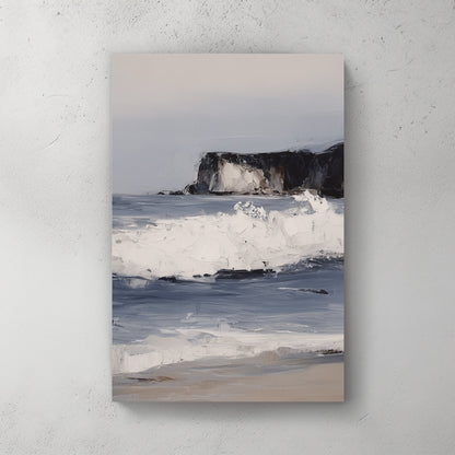 coastal seascape wall art with waves and cliffs