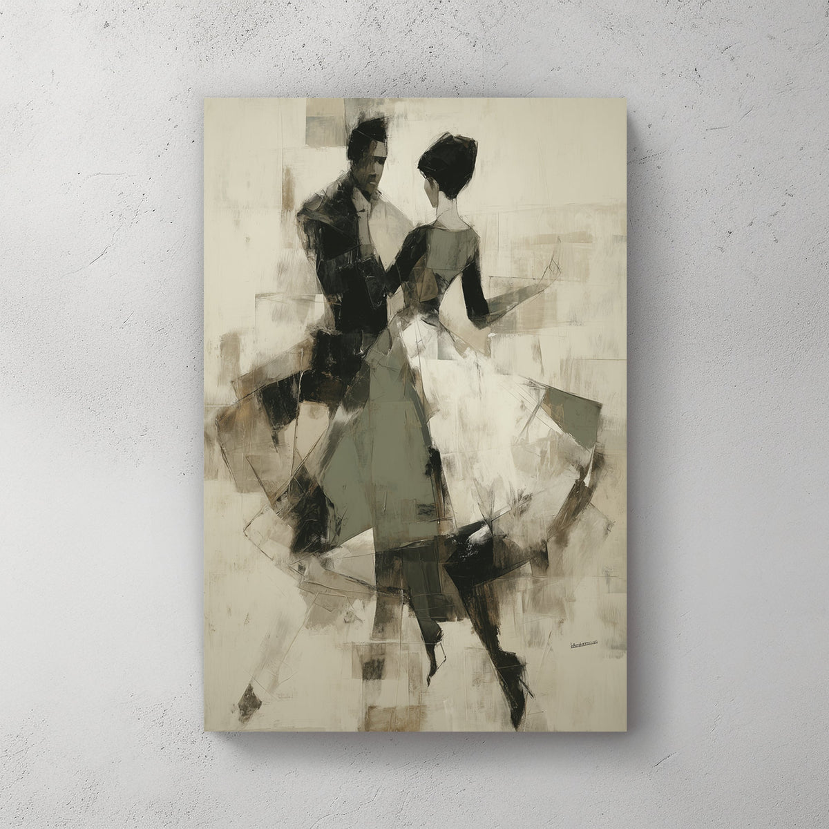 abstract waltz dance wall art in neutral tones