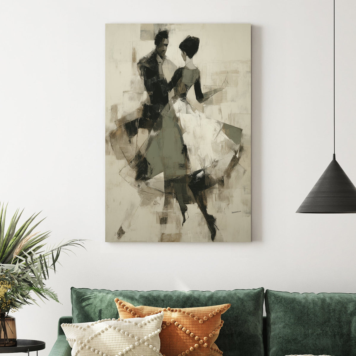abstract waltz dance wall art in neutral tones
