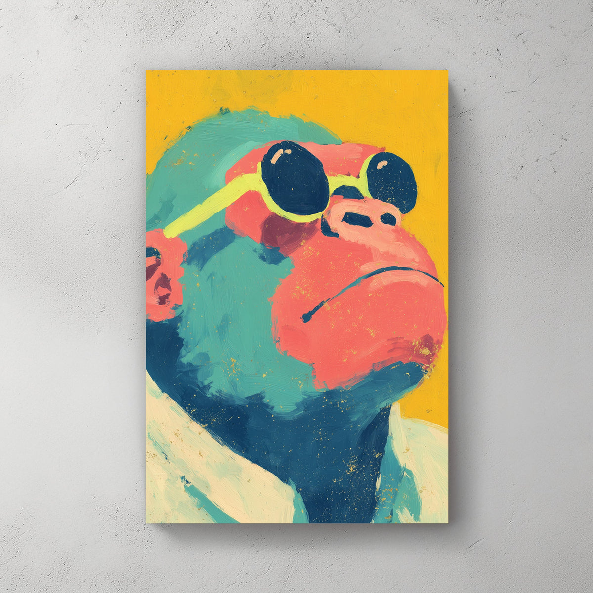colourful ape with sunglasses wall art