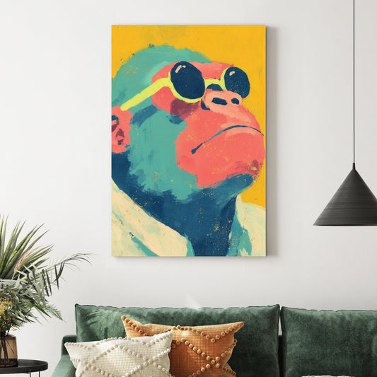 colourful ape with sunglasses wall art