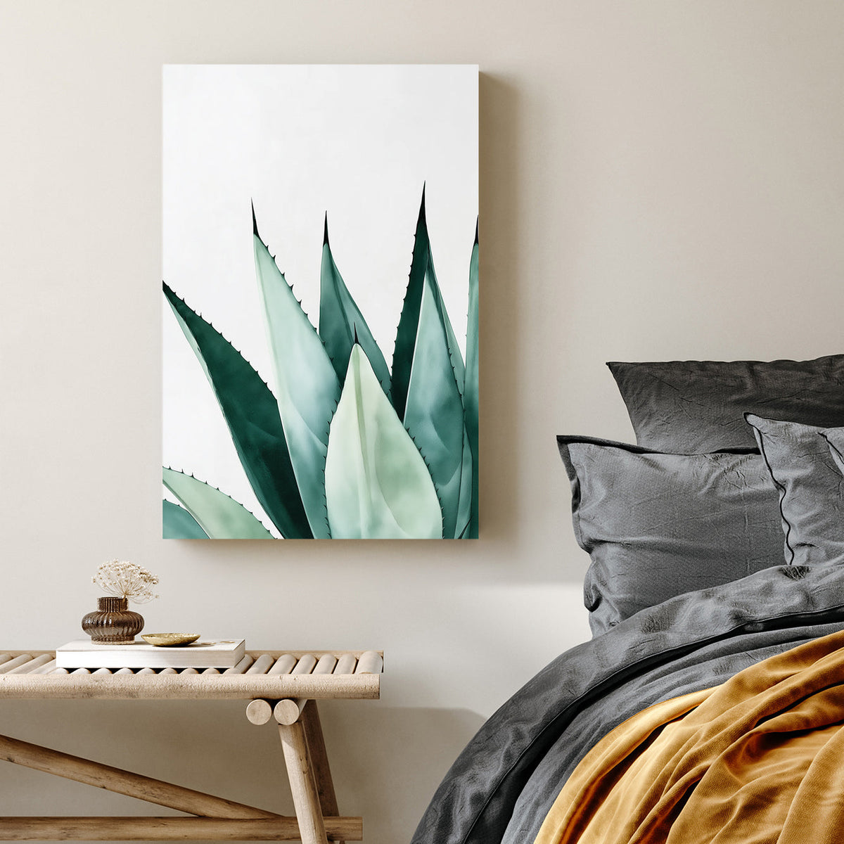 minimal agave plant wall art