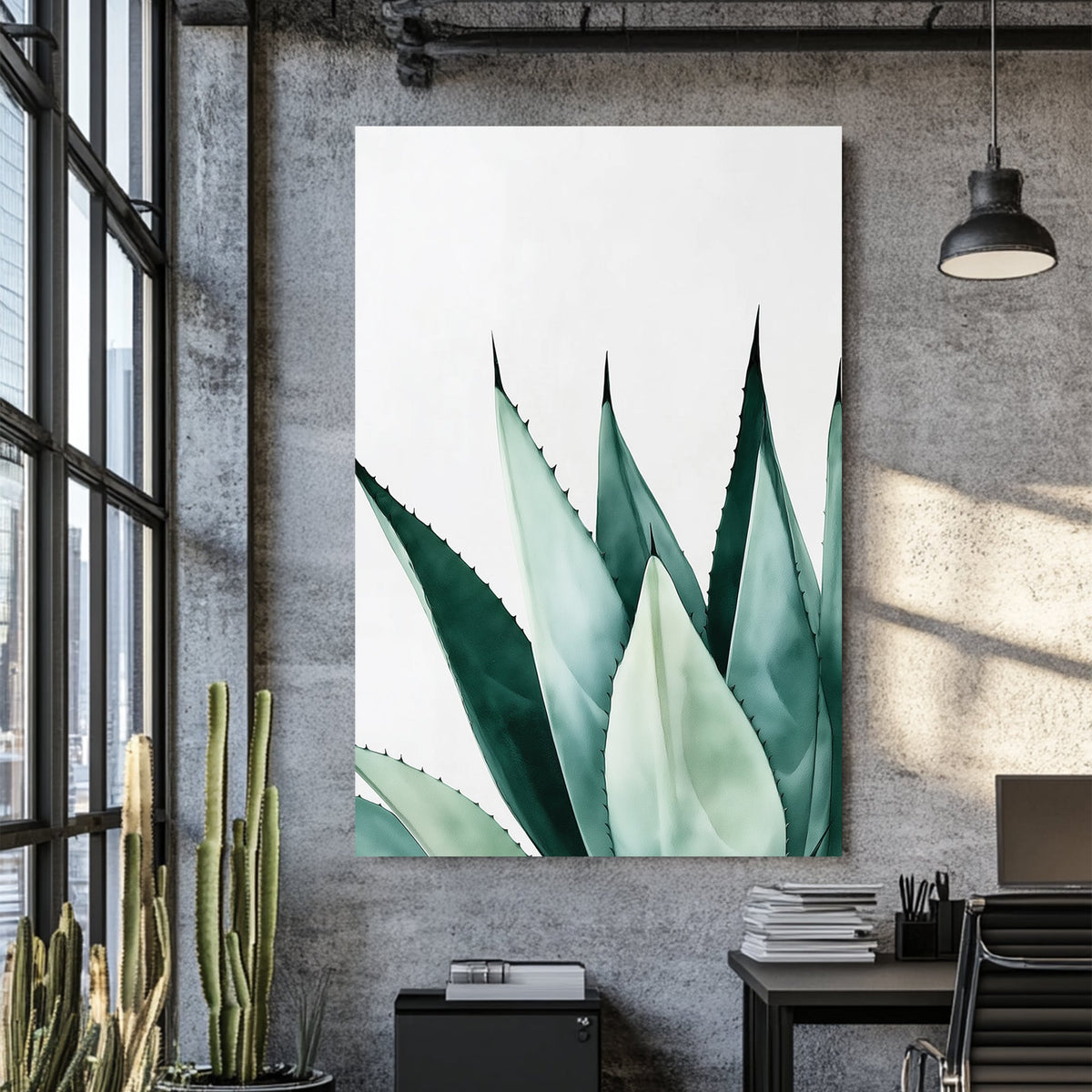 minimal agave plant wall art