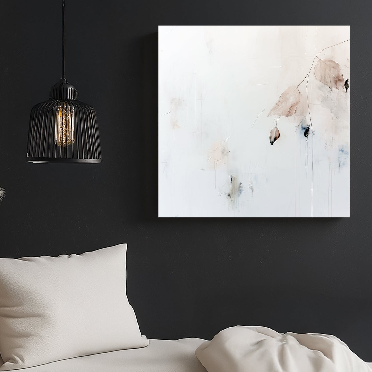minimalist leaves on white background wall art