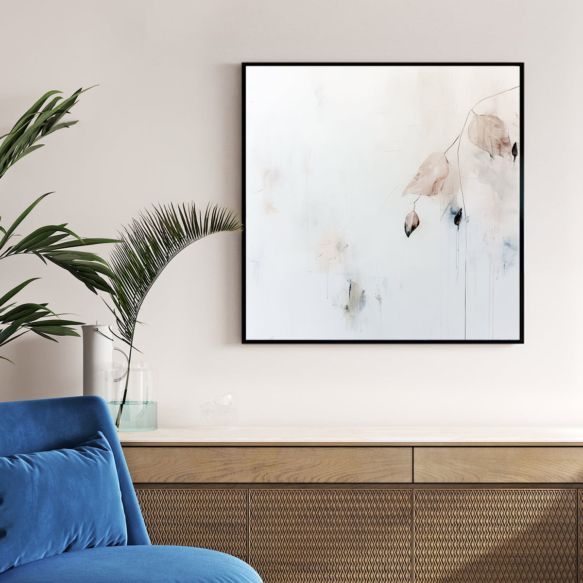 minimalist leaves on white background wall art