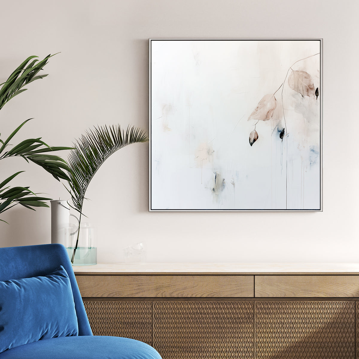 minimalist leaves on white background wall art