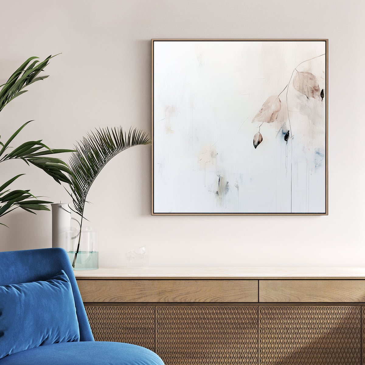 minimalist leaves on white background wall art