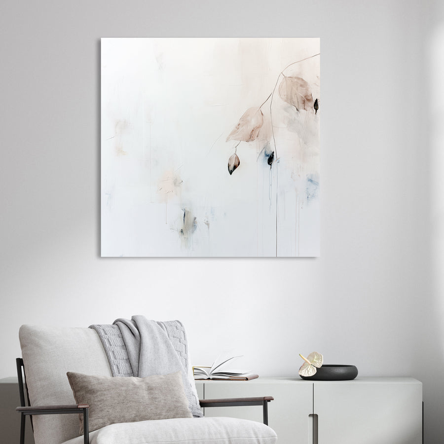 minimalist leaves on white background wall art