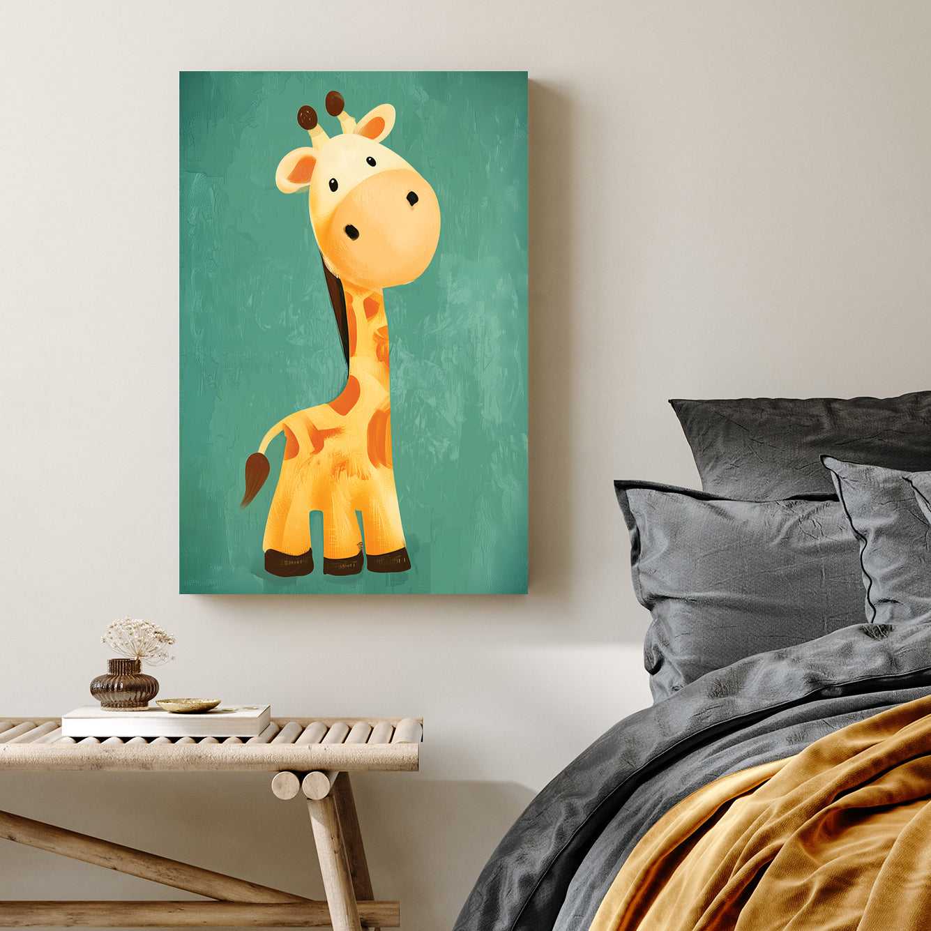 cute giraffe cartoon wall art