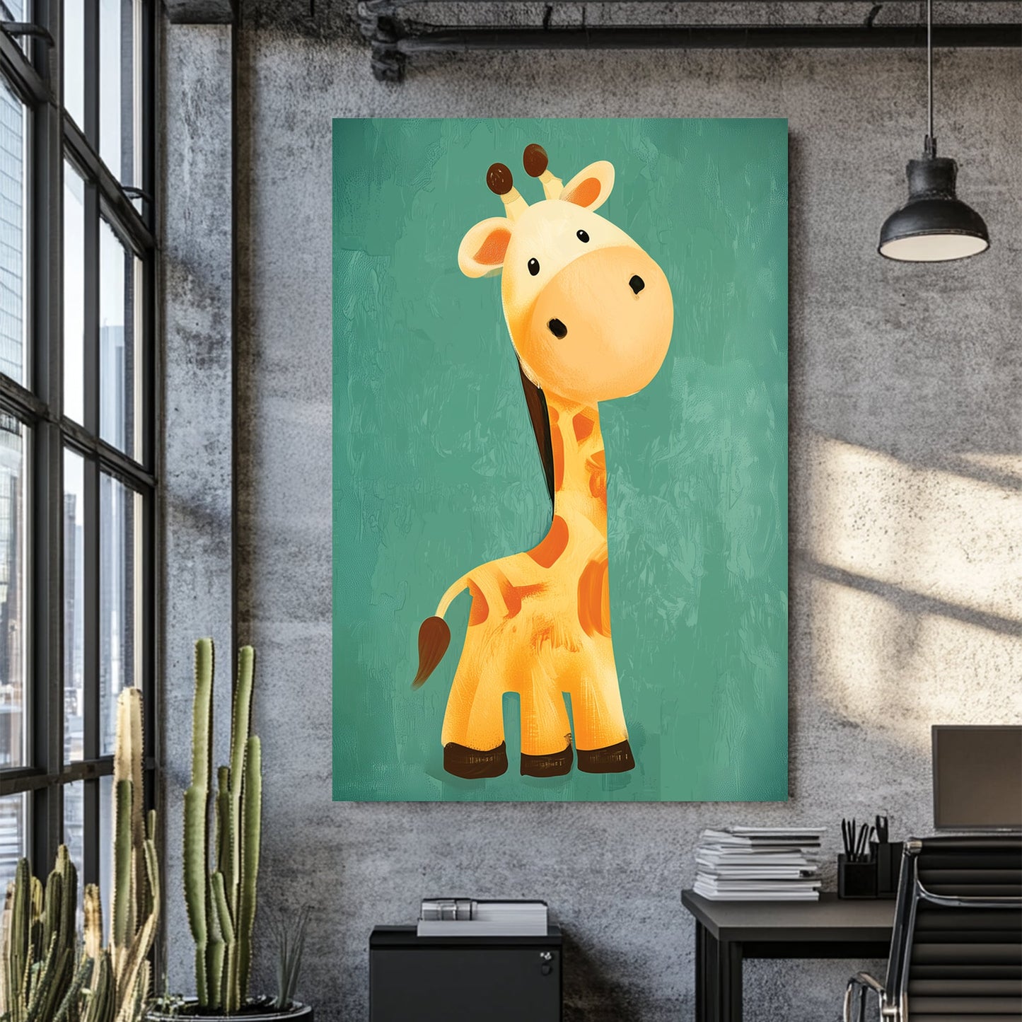 cute giraffe cartoon wall art