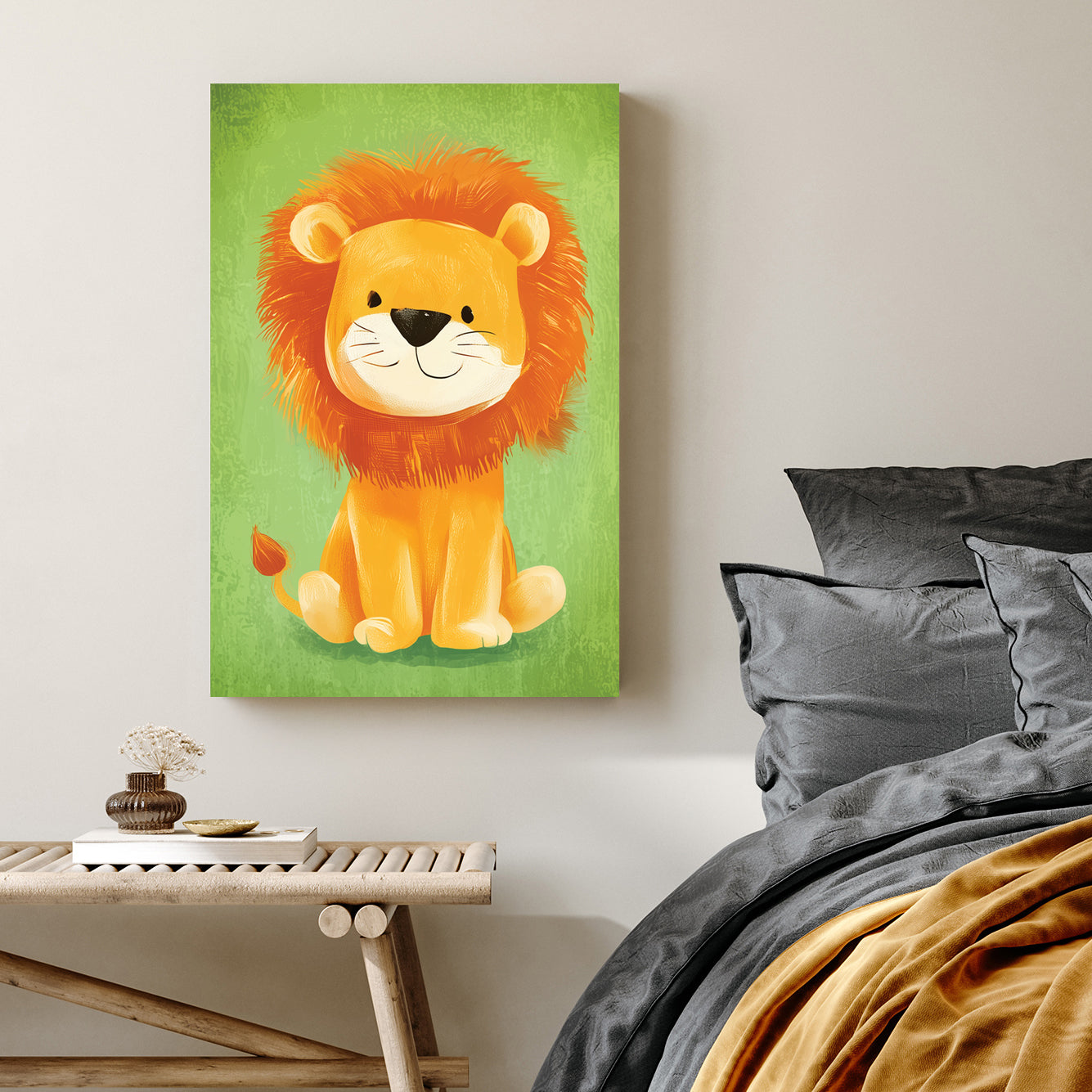 cute lion cartoon wall art