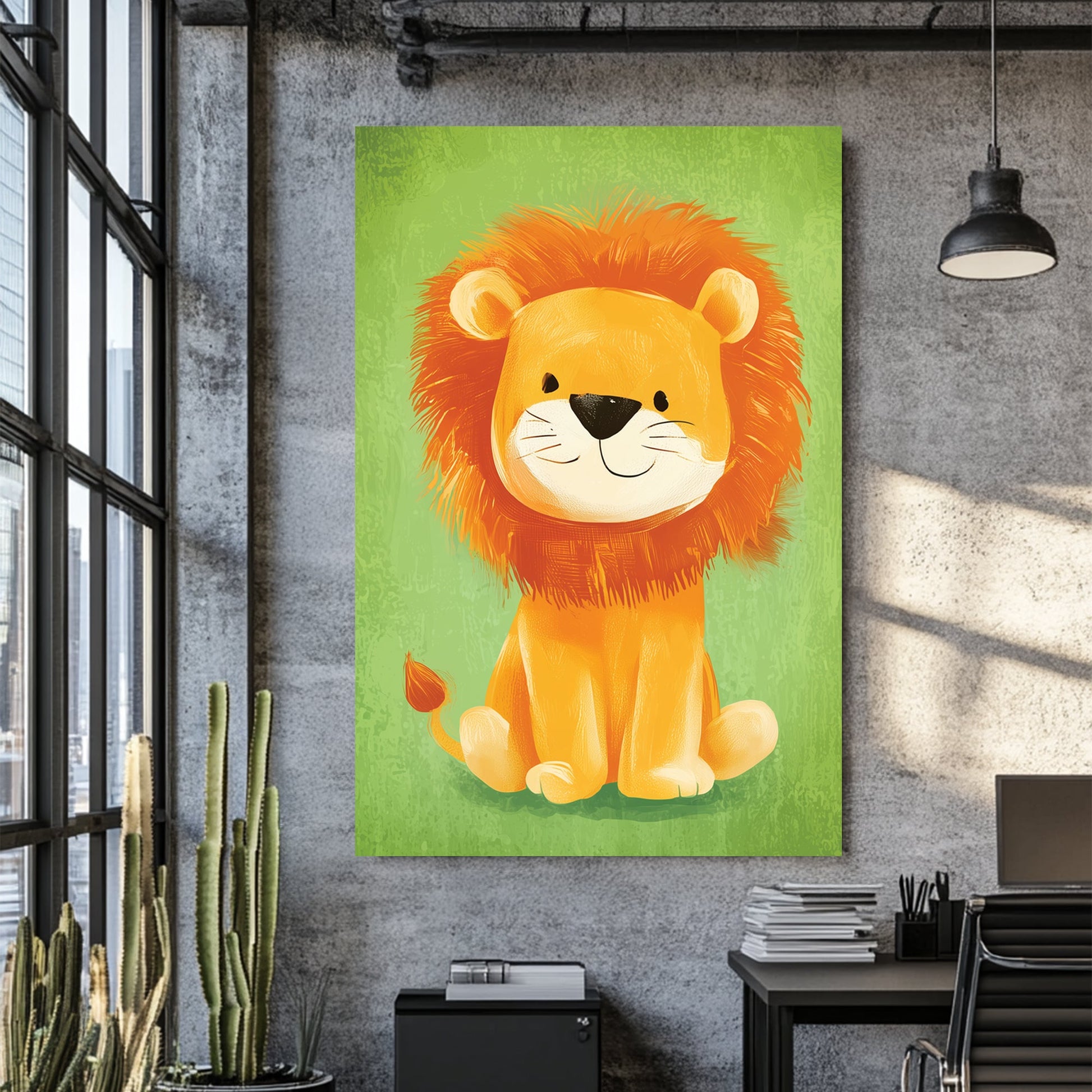 cute lion cartoon wall art