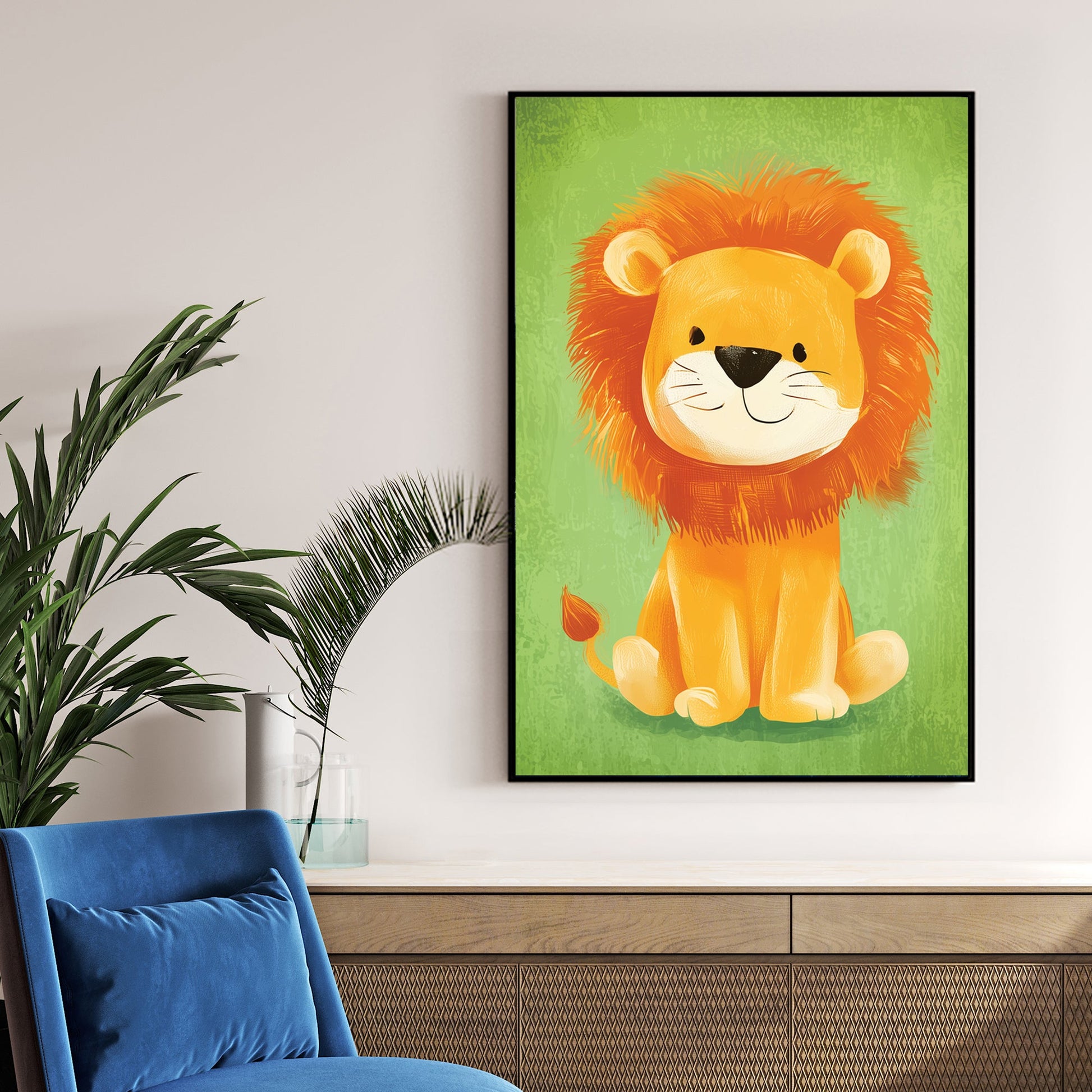 cute lion cartoon wall art