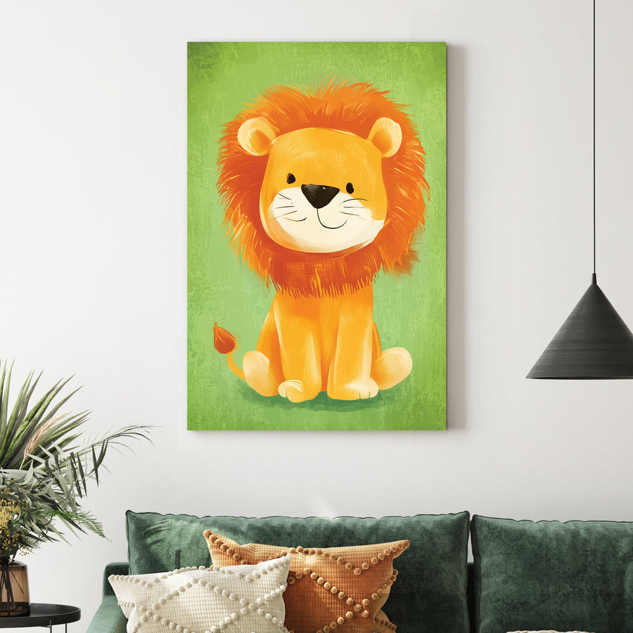 cute lion cartoon wall art
