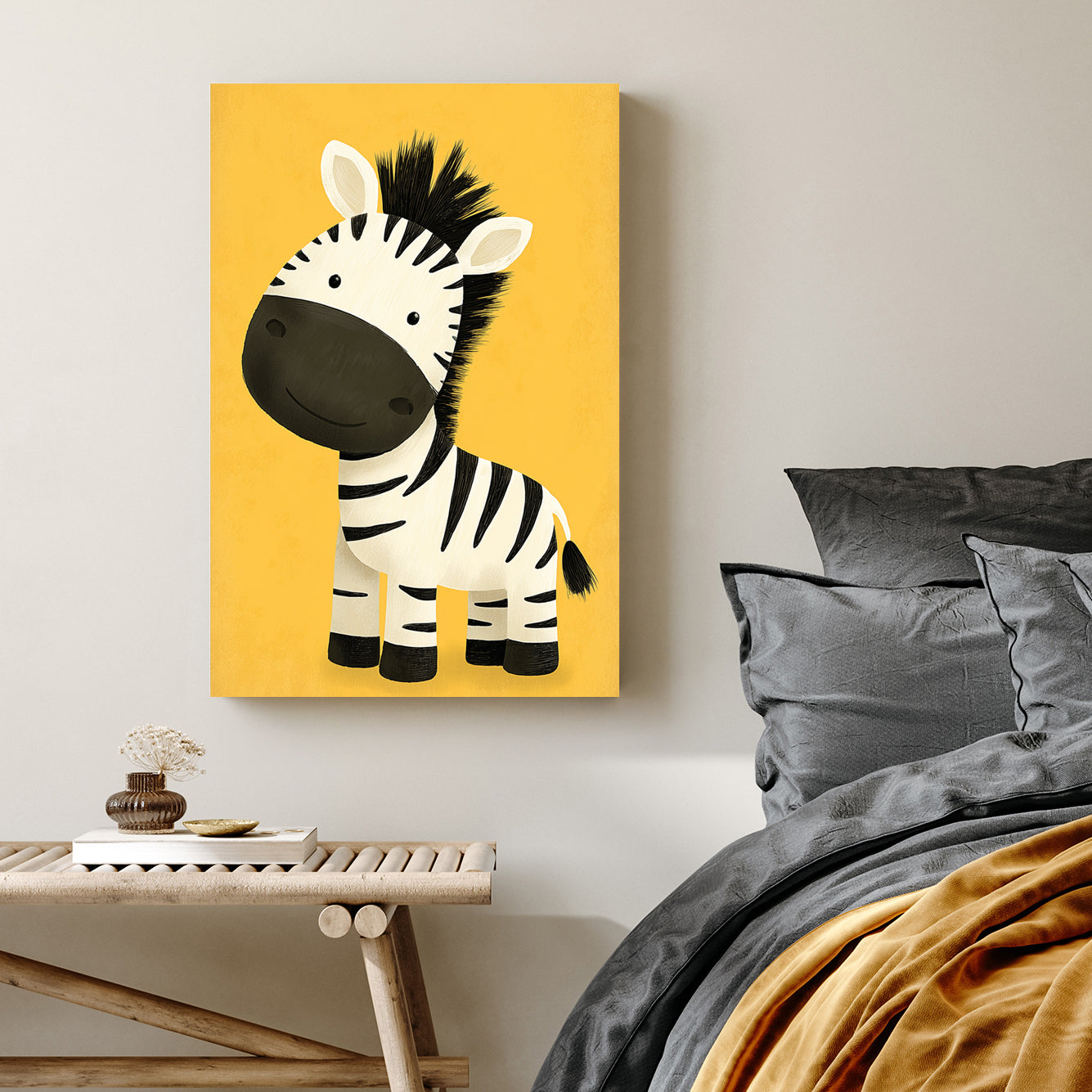 cute zebra cartoon wall art