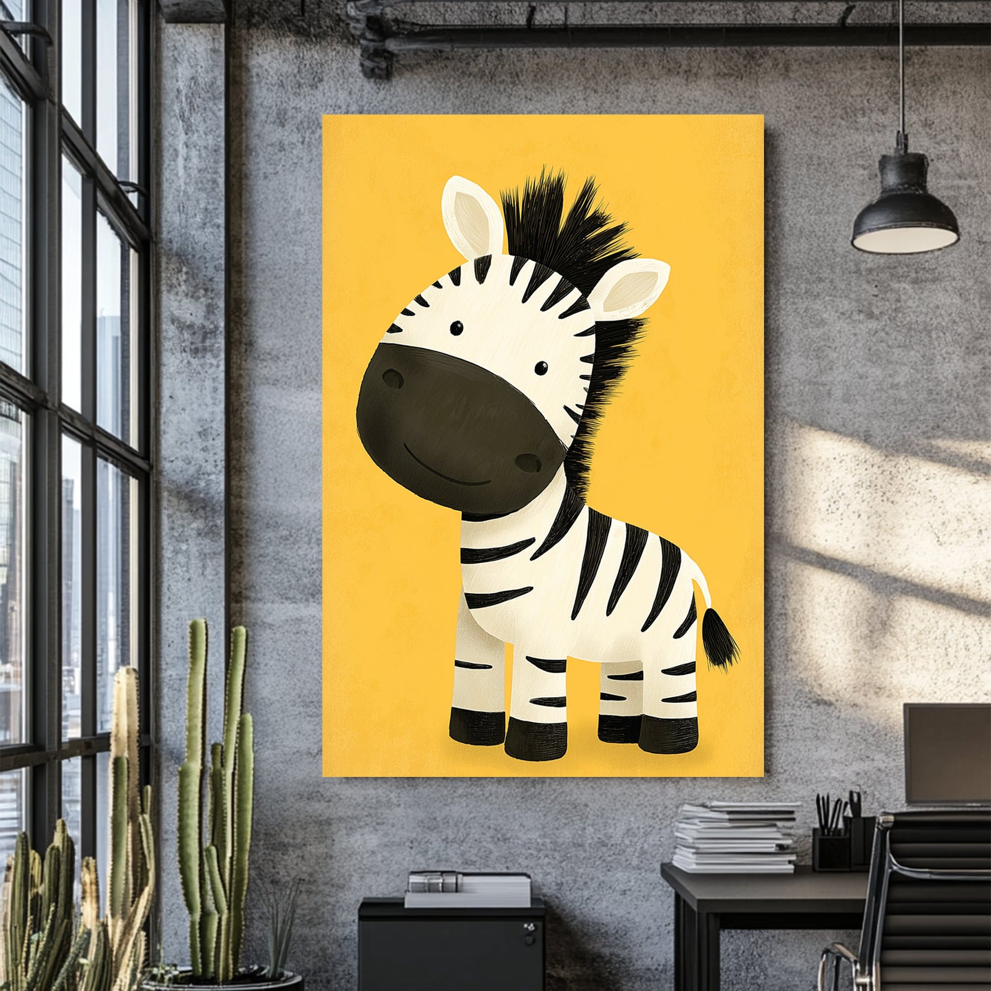 cute zebra cartoon wall art