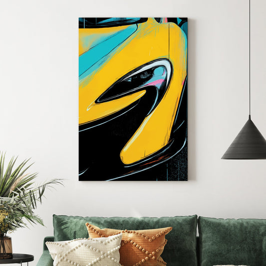McLaren sports car yellow wall art