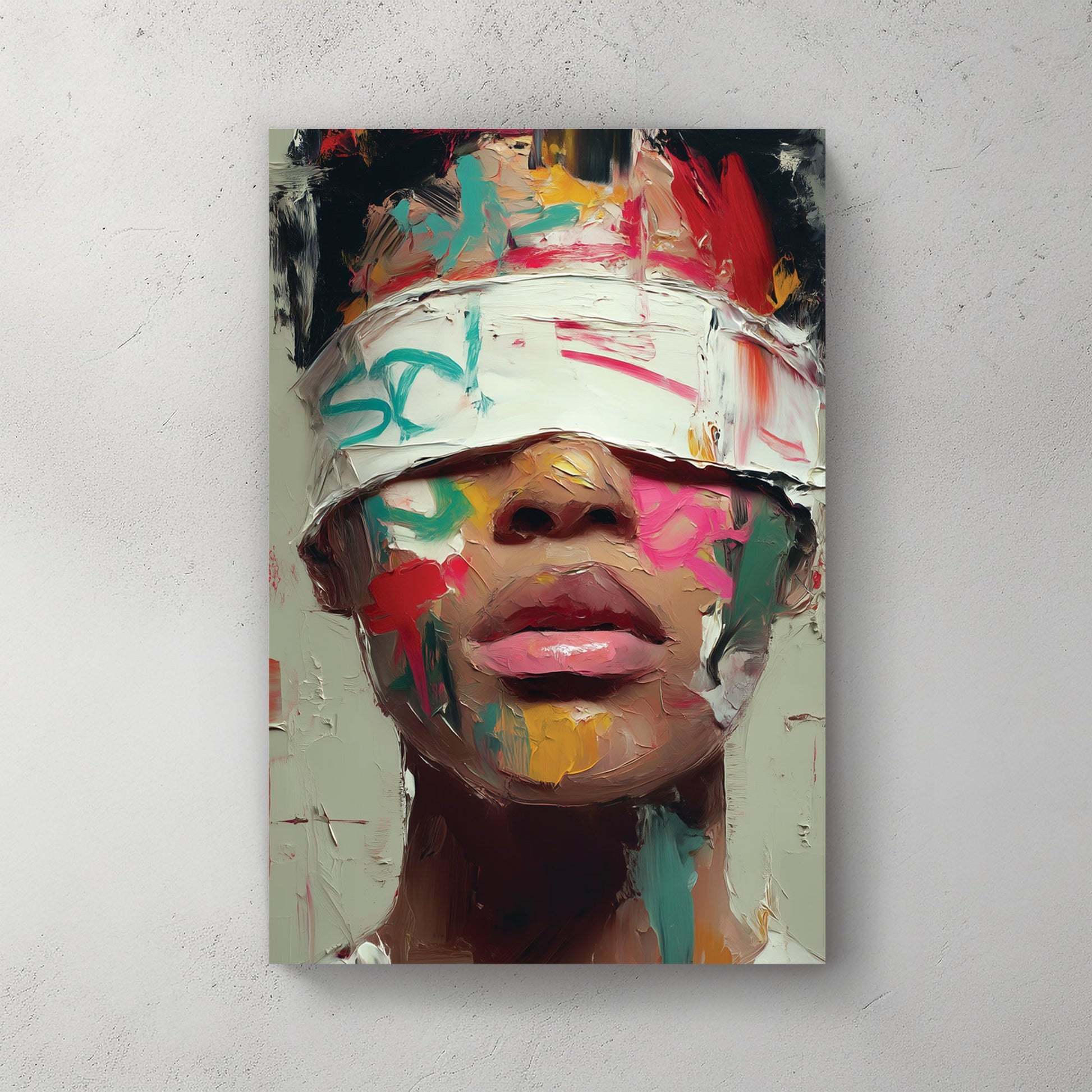 abstract blindfolded portrait wall art