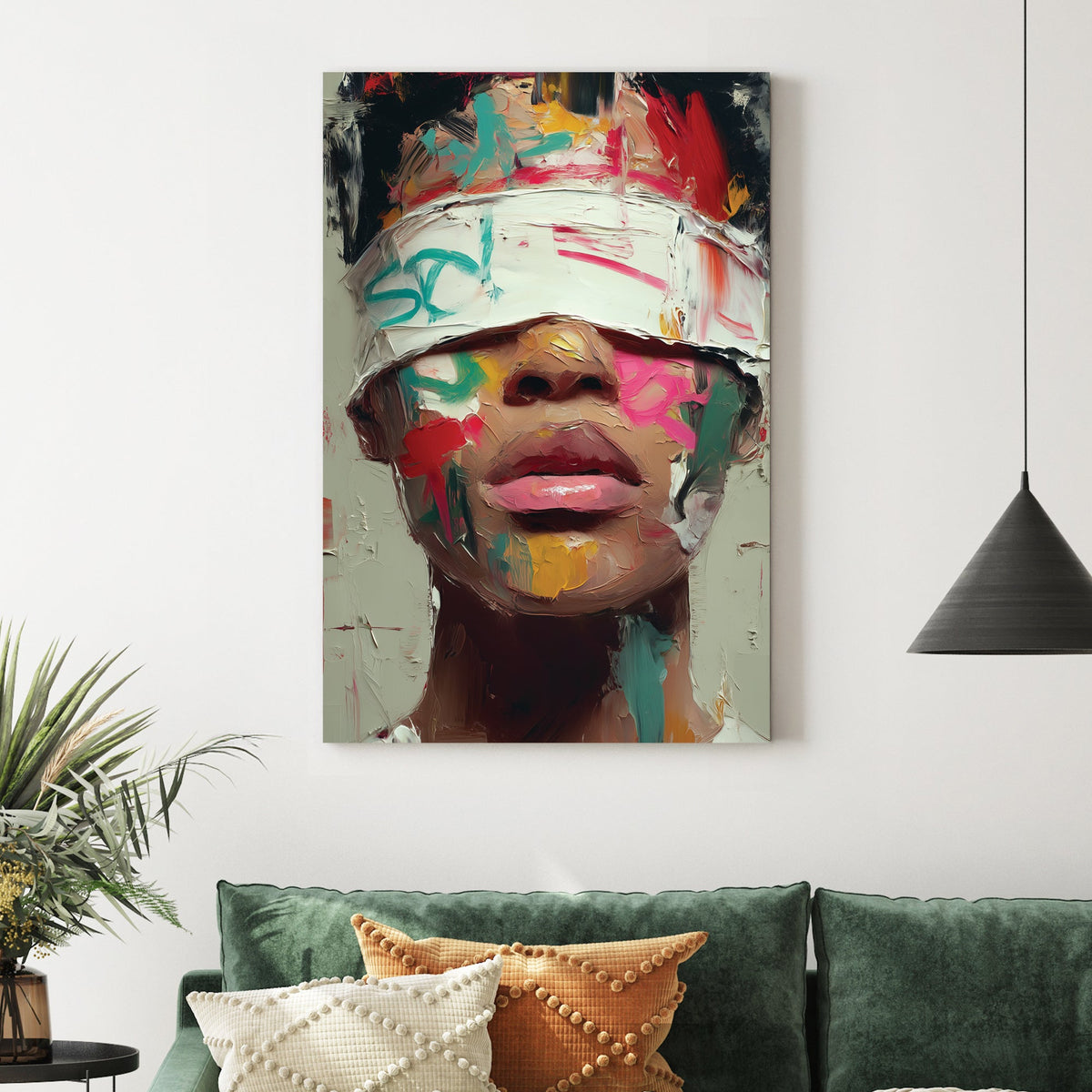 abstract blindfolded portrait wall art