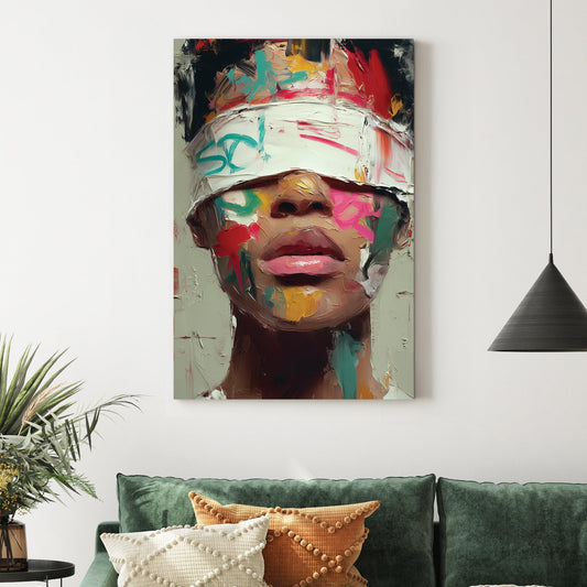 abstract blindfolded portrait wall art