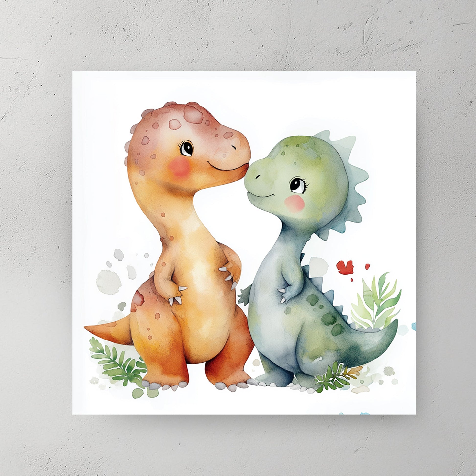 cute dinosaur friends nursery wall art