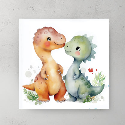 cute dinosaur friends nursery wall art