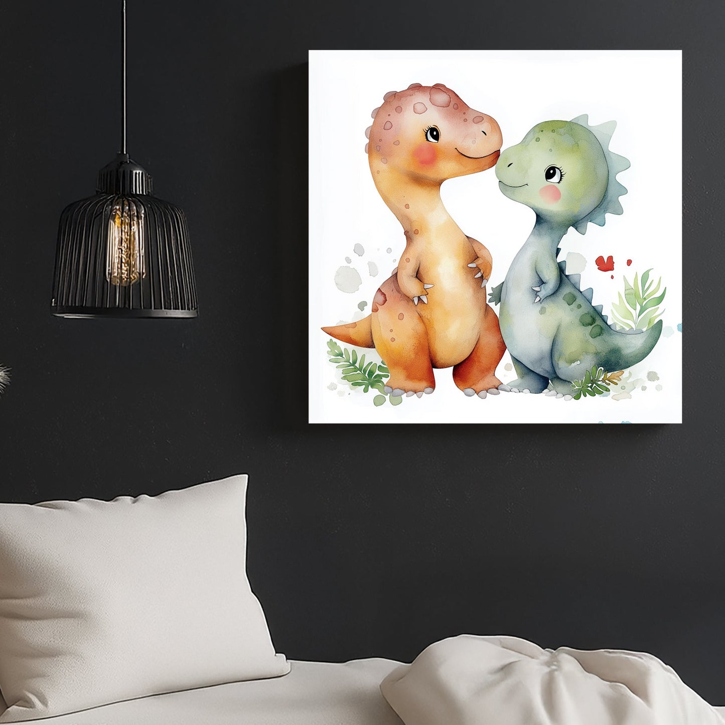 cute dinosaur friends nursery wall art