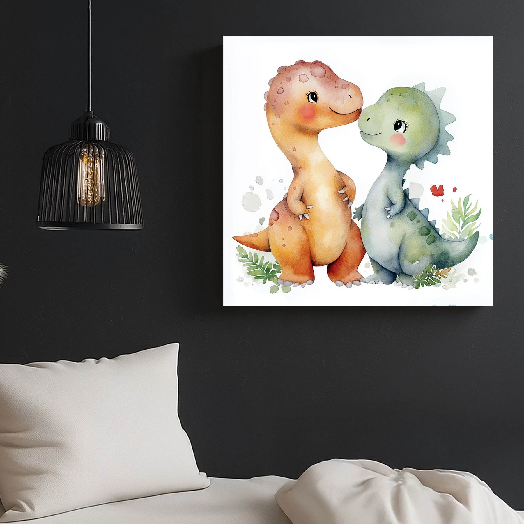 cute dinosaur friends nursery wall art