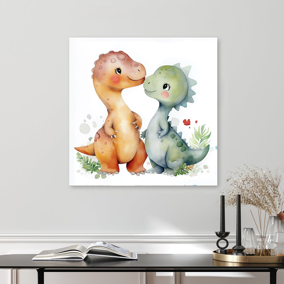 cute dinosaur friends nursery wall art