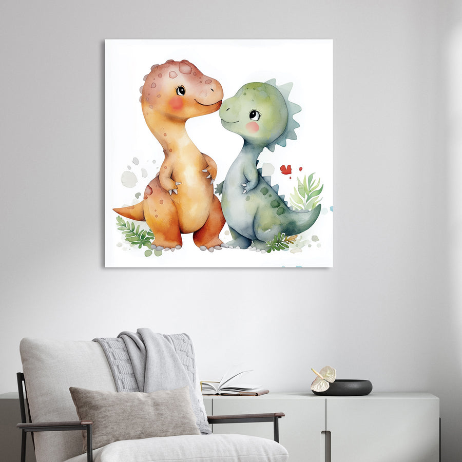 cute dinosaur friends nursery wall art