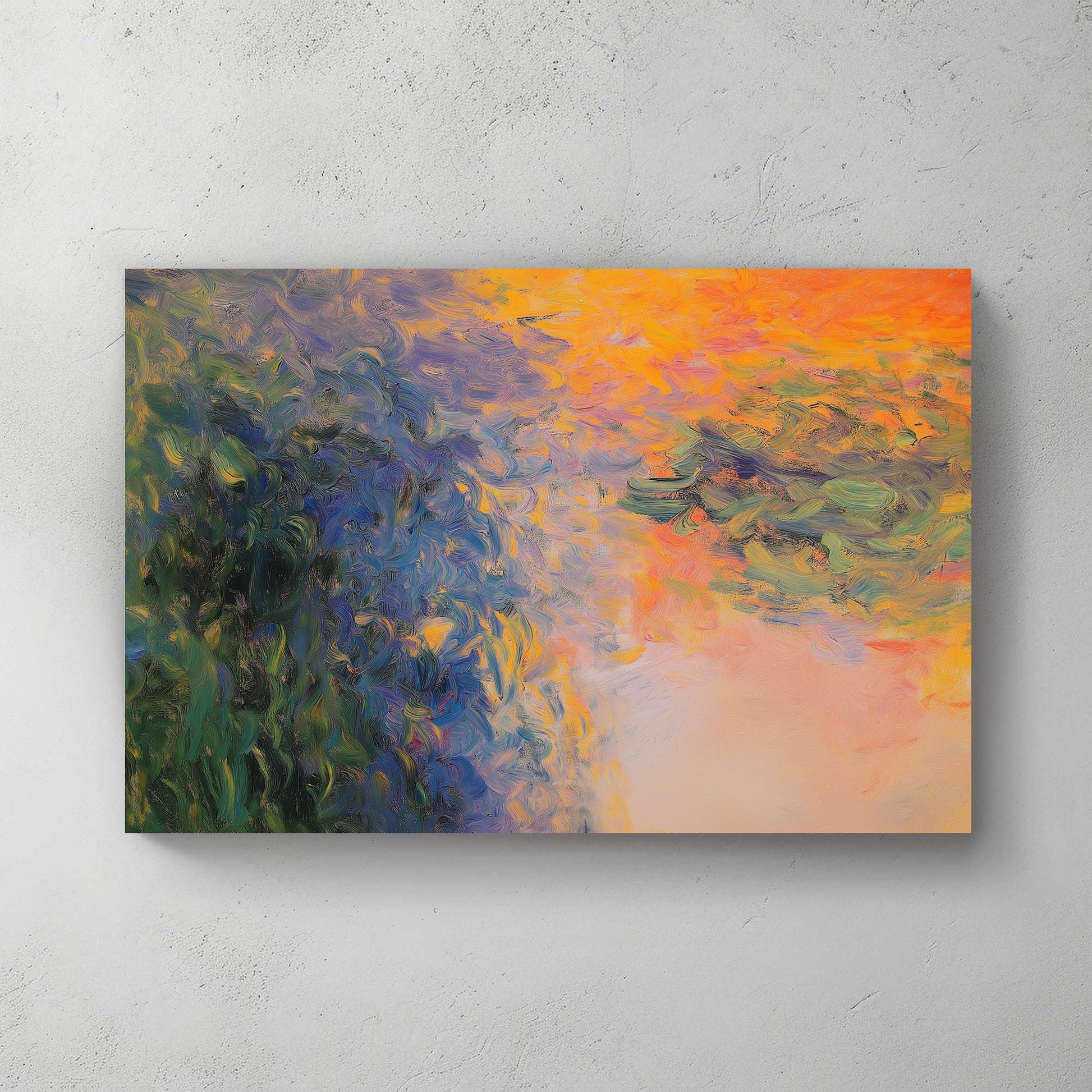 abstract impressionist sunset reflections wall art