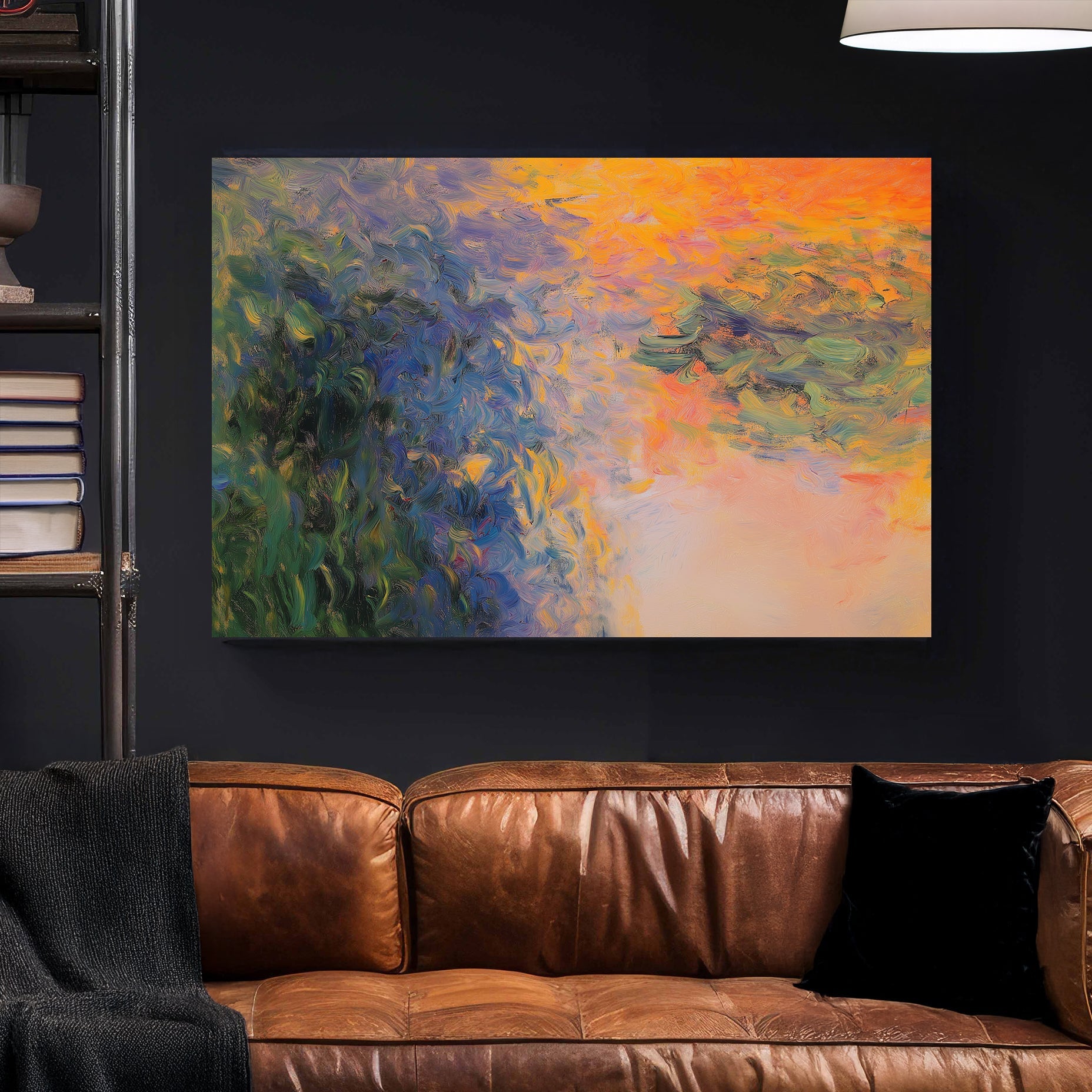 abstract impressionist sunset reflections wall art