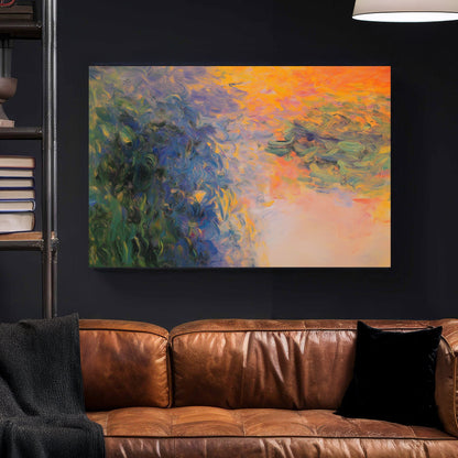 abstract impressionist sunset reflections wall art