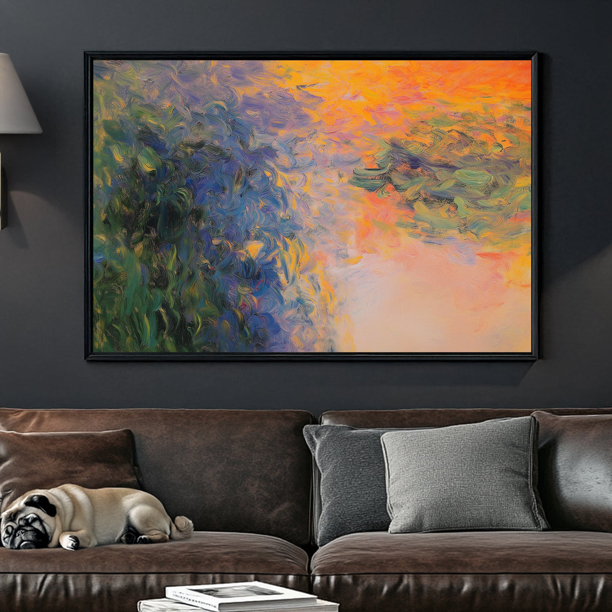 abstract impressionist sunset reflections wall art