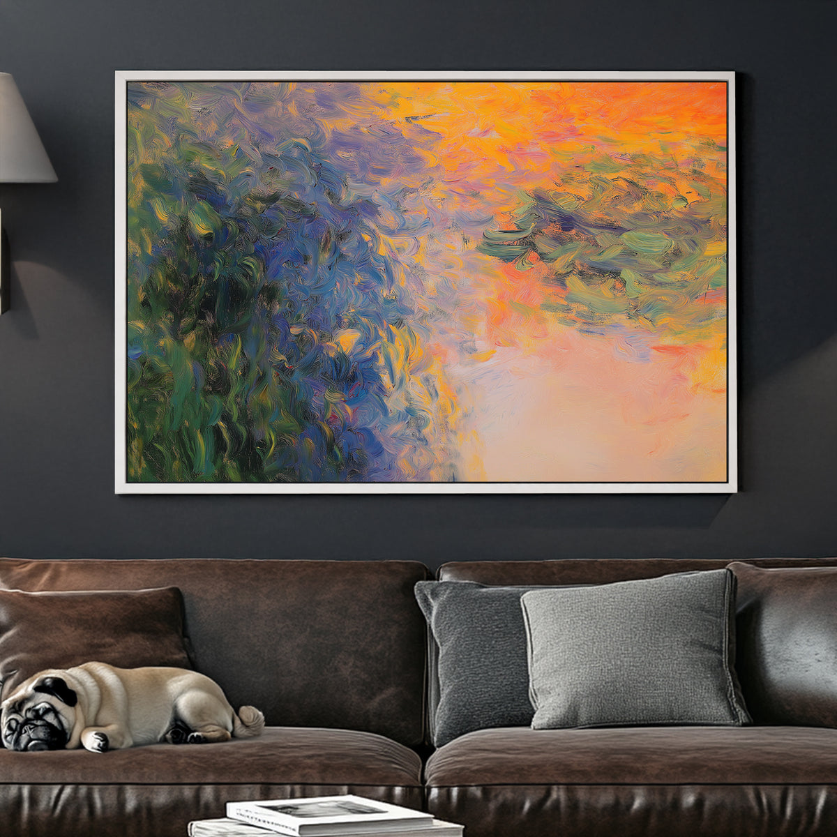 abstract impressionist sunset reflections wall art