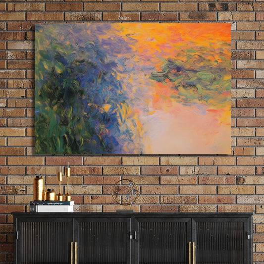 abstract impressionist sunset reflections wall art