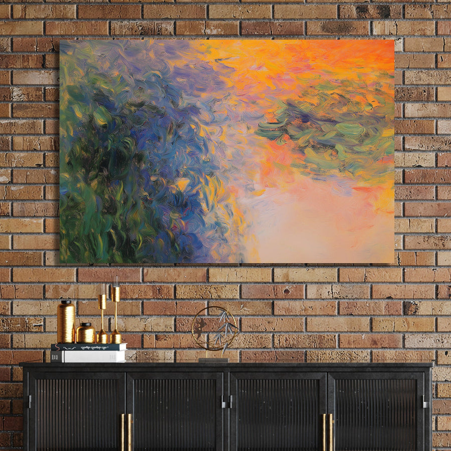 abstract impressionist sunset reflections wall art