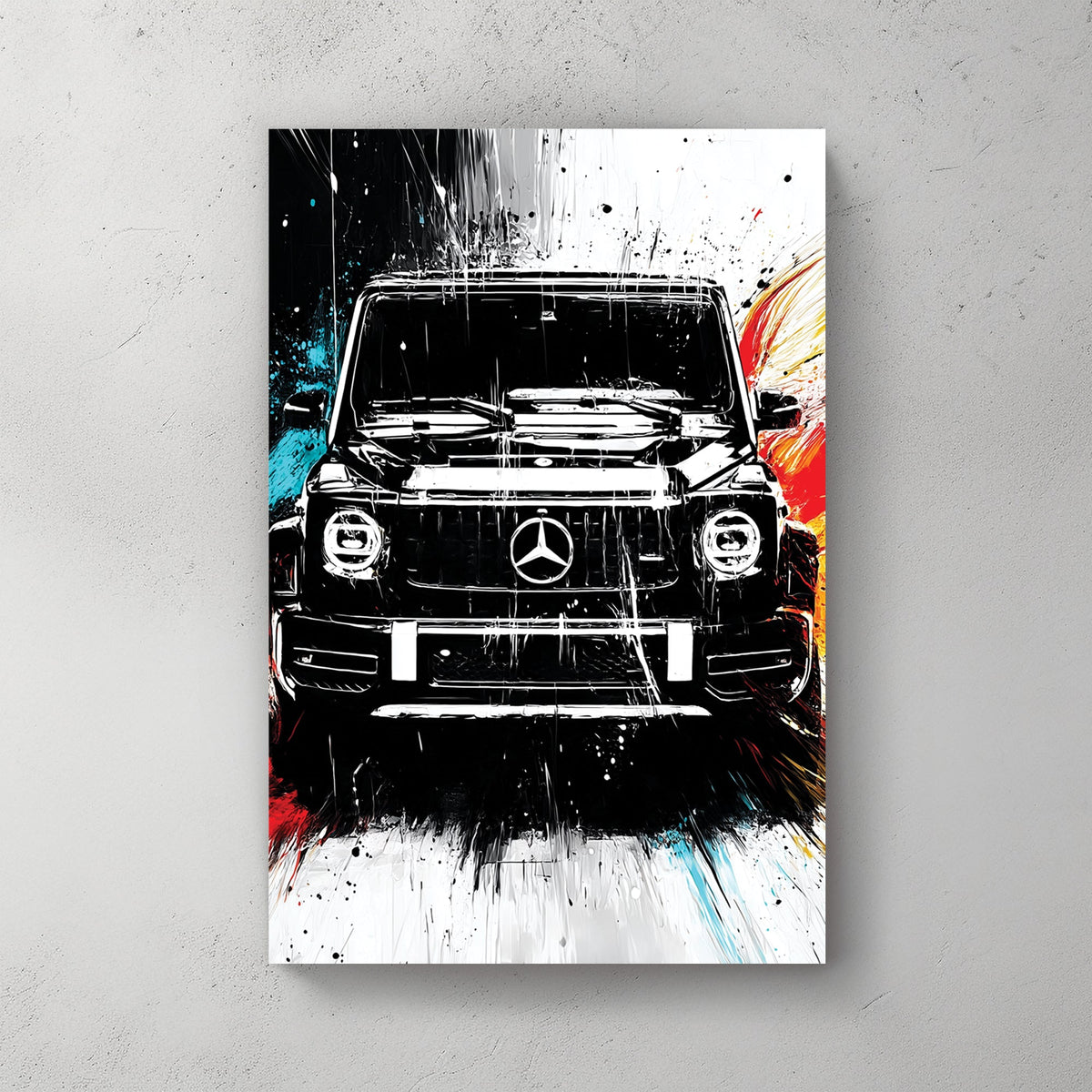 black mercedes g-wagon graffiti style wall art