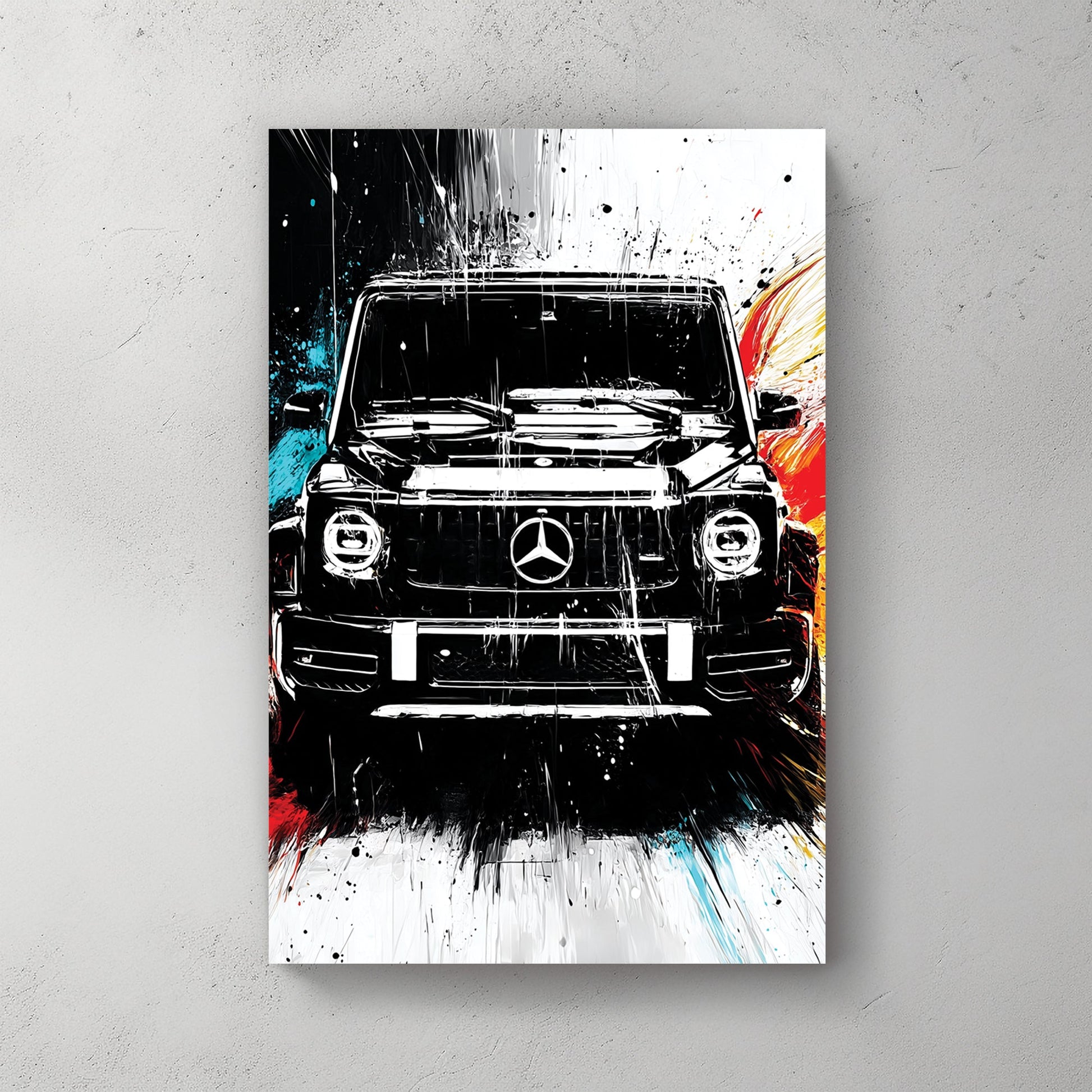 black mercedes g-wagon graffiti style wall art