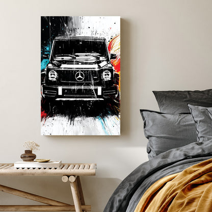 black mercedes g-wagon graffiti style wall art