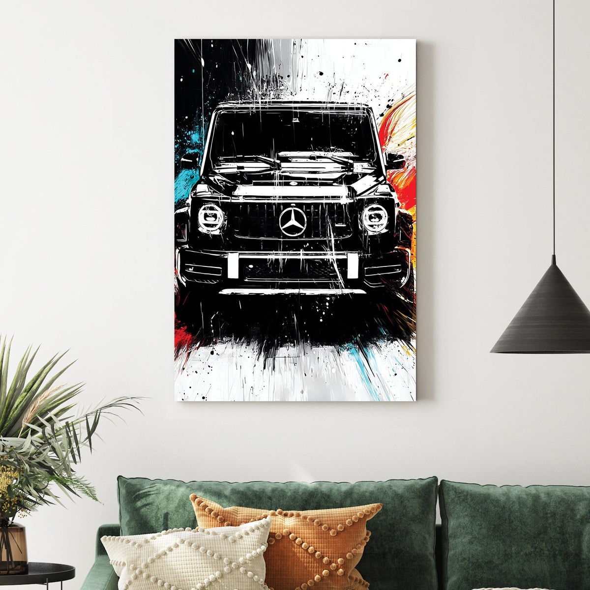 black mercedes g-wagon graffiti style wall art