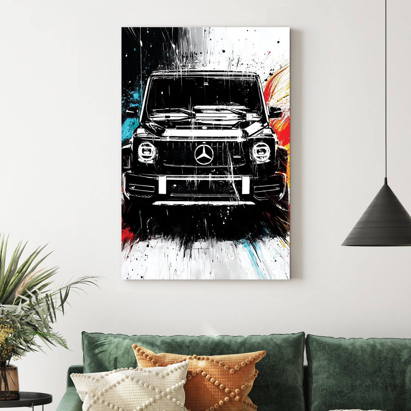 black mercedes g-wagon graffiti style wall art