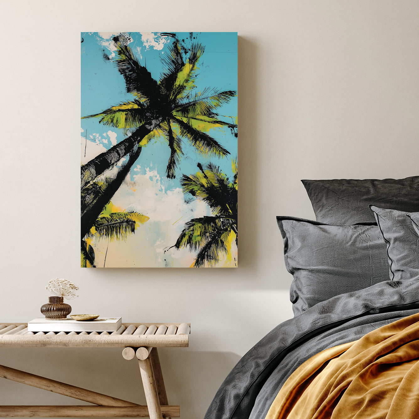 palm tree graffiti tropical wall art